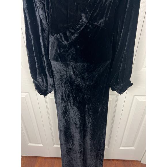 1930s Openhym's Debuvel Transparent Velvet Dress Black Art Deco Maxi Gown Sz 6 - Picture 11 of 13
